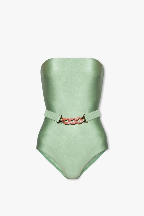 ワンピース水着 ZIMMERMANN Woman Swimsuit Green 0916WRS251 OLV ZIMMERMANN Ruched halterneck swimsuit | THE OUTNET